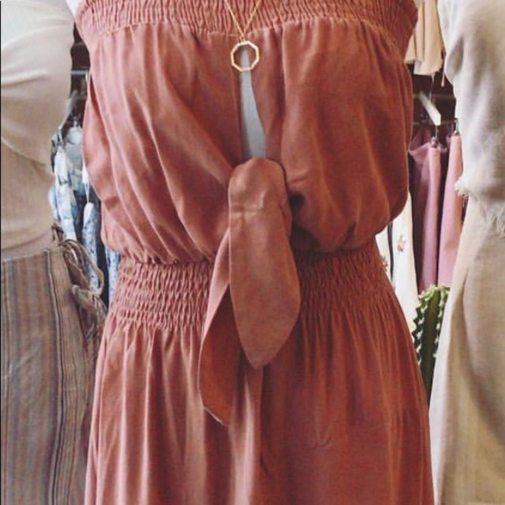 Strapless Smocked-Waist Dress